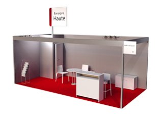 Structure de stand avec panneaux et moquette