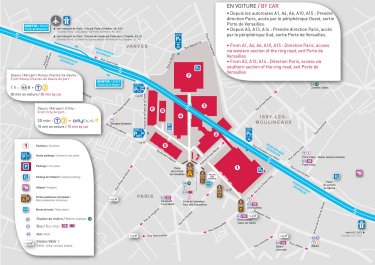 Plan d'accès au parc des Expositions de Paris Porte de Versailles